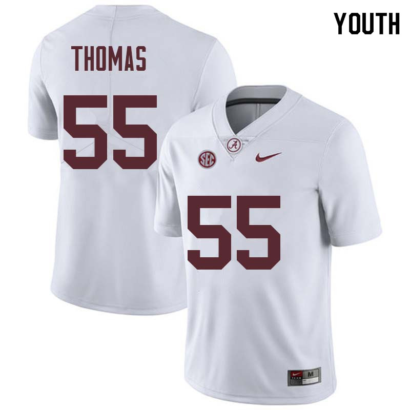 Alabama Crimson Tide Youth Derrick Thomas #55 White NCAA Nike Authentic Stitched College Football Jersey QE16A50TS